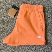 High Waisted The North Face Sweat Shorts In Light Orange. Comfy And Cute For Everyday Wear