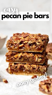 These delicious Pecan Pie Bars are the ultimate fall treat for the holidays! With a thick, buttery shortbread crust and a rich pecan pie filling on top, they are every pecan pie lover