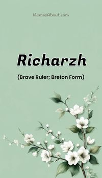 Richarzh is a Boy name and it means Brave Ruler; Breton Form Of Richard