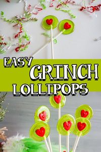 This Grinch Lollipops Recipe is a super easy Grinchmas treat and perfect for a simple holiday dessert and so much fun to create! #homemadelollipops #grinchcandy #grinchmas #3boysandadog