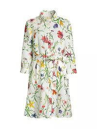 Linen Floral Belted Shirtdress