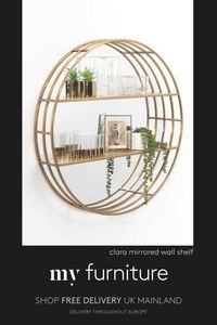 CLARA has a striking and functional Art Deco inspired design. Perfect for displaying barware, plants and decorative items. Brushed Stainless steel with brass finish. FREE DELIVERY UK MAINLAND. We deliver throughout Europe #wallshelf #homedecor #livingroomideas #hallwayideas