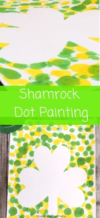 Shamrock dot painting. Perfect St. Patrick's Day craft. #craftsforkids #crafts #stpatricksday #stpatricksdaycrafts #kidsactivities