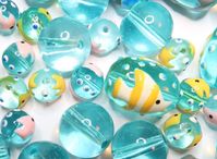 Mix Lot Glass Beads For Bracelet Jewelry Making - Glass Beads -Tropical fish Dolphin Turtoise Beads Bulk - DIY Dainty Beading - Sea Animal Oval Bead Finding 144 pcs Approx. Size: Oval - 13x18mm with 2mm hole Plain Round - 12 mm with 1~2mm hole Tiny tropical fish Beads - 7mm with 1.5~2mm Material: Glass Beads QTY: 144 pcs +- Color: Turquoise Blue note: Colors might vary slightly due to each computer's color setting This lot includes some Dolphin Tropical FIsh Turtoise on blue glass base , the lit