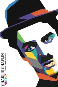 a man with a hat and mustache is featured in this colorful poster by graphic artist person