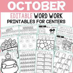 printable worksheets for october with the words, numbers and pictures on them