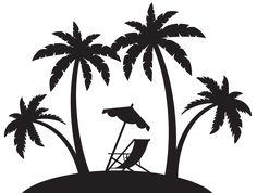 a beach chair under palm trees on an island