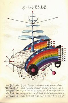 a book cover with an image of a radio tower and rainbows in the background