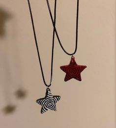 Clay necklaces that were made with a lot of love 🖤 Grunge Necklaces, Clay Necklace Pendant, Star Necklaces, Star Jewellery, Clay Necklaces, Clay Pendants, Clay Things, Edgy Jewelry, Jewellery Necklaces