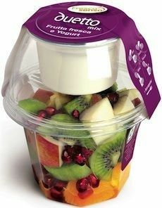 a plastic container filled with lots of fruit