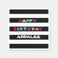 a birthday card with the words happy birthday and an analoge on it in multicolored letters