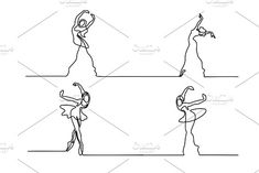 four line drawings of people dancing