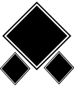 three square and rectangles are shown in black on a white background, with one smaller square at the center