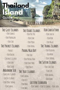 the thailand island guide is shown in this poster