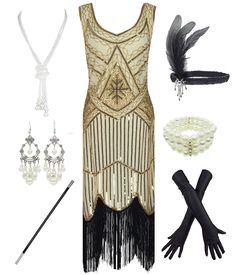 PRICES MAY VARY. Zipper closure Hand Wash Only 💓1920S Sequin Tassels Flapper Dress : Made of Polyester, Beaded & Sequins. 💓Suitable Occasion：Great Dress for Cocktail, Prom, evening, event, Christmas, dance and for 1920s party, great gatsby party, art deco party and flapper party. Can also be used as Latin dress, tango dress, rhythm dress and rumba dress. 💓Package include : 1 x 1920S Sequin Tassels Flapper Dress , 1 x pearl necklace ; 1 x Long Satin Gloves; 1 x Pearl Bracelet; 1 x Black Cigare Plus Size Flapper, Rumba Dress, Great Gatsby Accessories, 20s Accessories, Plus Size Flapper Dress, Rhythm Dress, Beige Wedding Dress, Gatsby Accessories