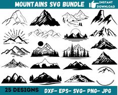 mountain svg bundle with mountains and trees