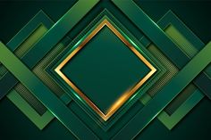 an abstract green and gold background with squares, rectangles and lines in the center