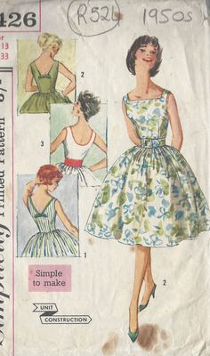 a women's dress pattern from the 1950's