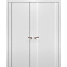 two white doors with handles on each side