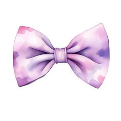 a pink bow tie with purple spots on the top and bottom, sitting in front of a white background