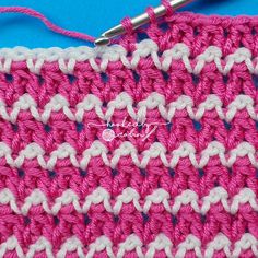 the crochet stitch is being worked on