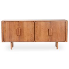 the sideboard is made from wood and has three doors