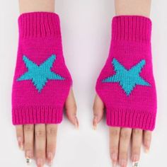 Keep your hands and wrists warm this winter with these gorgeous star print fingerless gloves in a vibrant hot pink. A stylish and practical way to wear gloves through Autumn and Winter. Colour: Hot Pink & Blue Material: 100% Acrylic Gift wrapped and well packaged for safe delivery. Decora Accessories, Batman Villain, Printed Gloves, Silly Clothes, Winter Gloves, Pink Collar, Pink Stars, Star Patterns, Star Print