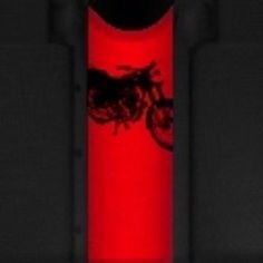 a red tube with a motorcycle on it in the middle of a dark room,