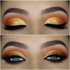 Yellow Makeup, Beautiful Eyeshadow, Gold Eye Makeup, Glasses Makeup, Eye Makeup Brushes