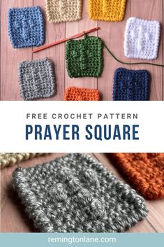 the crochet square is shown with text overlay that says free crochet pattern