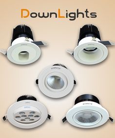 four different types of downlights with the words down lights above them and below it