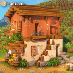 #minecraft #minecraftbuilding #italianhouse #minecraftitalianhouse #fyp Simple Mc Builds, Minecraft House Ideas Desert, Minecraft Terracotta House Ideas, Minecraft Warped Wood House, Minecraft Tiny Statue, Minecraft Brick Factory, Minecraft Villager House Interior, Minecraft Carrot House, Minecraft Sand Path