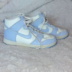 Nike Light Blue High Top Shoes. Is A Women’s Size 8. In Very Very Good Condition, Only Worn Twice. Open To Offers! Light Blue Shoes Aesthetic, Blue Shoes Aesthetic, Blue Clothes Aesthetic, Light Blue Shoes, Nike Light, Blue High Tops, Oc Design, Shoes Aesthetic, Swag Shoes