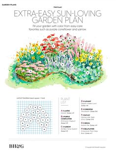 the garden plan for an extra - sun loving garden plan is shown in this article