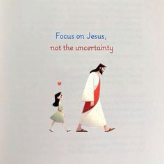 an image of two people walking together with the words focus on jesus, not the uncertainity