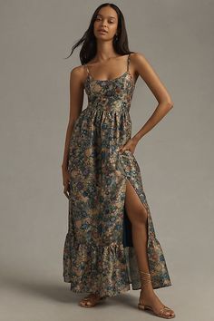 Polyester, metallic, elastane Back zip Dry clean Imported | Carmichael Maxi Dress by Hutch in Blue, Women's, Size: Medium, Polyester/Elastane/Metal at Anthropologie Elegant Formal Gowns, Floral Evening Dresses, Fancy Fits, Designer Maxi Dress, Dresses Formal Elegant, Exclusive Dress, Engagement Outfits, Summer Outfit Inspiration, Dresses Elegant