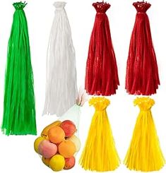 the tassels are different colors and sizes