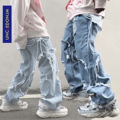 일본 패션, Black Plus Size, European Women, Loose Fit Jeans, Loose Jeans, Distressed Denim Jeans, Mens Plus Size, Type Of Pants