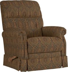 the reclining chair is shown in brown tweed