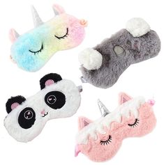 PRICES MAY VARY. Cute animal sleep mask set: this sleep mask can block the light from gap, to provide a better shading effect; Each piece has an individual packing, convenient to store and carry. Size(Approx.):20cm x 8cm /7.87" x 3.15". Soft and comfortable material: made of polyester fabric and sponge, washable, lightweight and soft, help relieve eye nerve and vascular pressure, help to eliminate fatigue, improve sleep environment. Soft elastic straps: the sleeping mask with soft elastic bands Cute Sleep Mask, Unicorn Eyes, Sloth Sleeping, Sleep Masks, Cute Pajama Sets, Cute Snacks, Plane Travel, Eye Cover