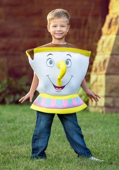 a young boy in a costume made to look like a face