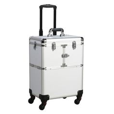 *19'' Aluminum Trolley Makeup Case Rolling Beauty Cosmetic Lock Box w/ Hand *19'' cosmetics trolley case built with lightweight while robust design in large size, pull-out handle makes it easier to carry. The top trolley lid features removable and is convenient for short journey. *Features: Made of aluminum alloy edge and plastic surface Great for both professional and newly make-up artists, hair stylists, nail technician salons Pull-out wheeler travel handle ease your heavy burden and easy to m Makeup Trolley, Professional Makeup Case, Rolling Makeup Case, Cosmetic Train Case, Beauty Organization, Makeup Train Case, Makeup Training, Beauty Case, Organizer Bag