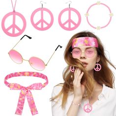 PRICES MAY VARY. Complete Hippie Costume Set: our hippie costume set includes 1 hippie headband, 1 boho wristband, 1 peace sign necklace, 1 round hippie glasses, and 1 pair of peace sign earrings, the complete set of hippie costume accessories can help you embrace the free spirit of the sixties and seventies Chic and Stylish: hippie clothes accessories set is the perfect blend of retro charm and boho chic, which can help you create a chic look, and add to the head turning charm of you; Whether y 60s 70s Outfits, 70s Headband, Boho Peace Sign, Hippie Glasses, Throwback Party, Peace Sign Earrings, Groovy Party, Hippie Accessories, Bohemian Party