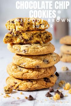 Five chocolate chip cookies without brown sugar stacked on top of each other. Cookies Without Brown Sugar, Craving Chocolate, Meals For Four, Famous Desserts, Golden Syrup, The United States Of America, Chocolate Craving