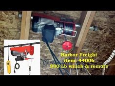 an overhead view of a red and black electric winch with the words harbor freight item 48006 on it