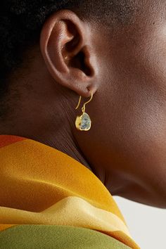 Pippa Small's earrings are part of the 'Metamorphic' collection, which is filled with pieces featuring natural, uncut gems in their "most powerful form." They're handmade from 18-karat gold and set with aquamarines, which are believed to symbolize happiness and hope. Fine Jewelry Yellow Gold Earrings With Natural Stones, Yellow Gold Teardrop Earrings With Natural Stones, Uncut Gems, Aquamarine Earrings, Aqua Marine, Drawstring Pouch, Small Earrings, Fall Shopping, Most Powerful