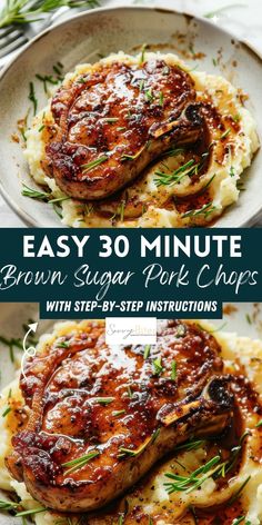 Looking for Aldi dinner recipes? Try these brown sugar pork chops with a sweet and spicy rub, pan fried to perfection. Easy and ready in 30 minutes, ideal for a quick family dinner. Pork Bone In Recipes, Pork Chop Skillet Dinner, Pork Chop Tray Bake Recipes, Pork Chop Receipts, Good Beef Recipes, Supper Ideas Easy Pork Chops, Fast Easy Pork Chop Recipes, Dinner Recipes Heart Healthy, Creative Pork Chop Recipes