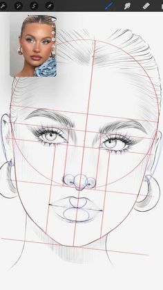 an image of a woman's face with the lines drawn to show how it looks like