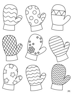 printable winter gloves coloring pages for kids