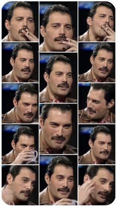 many different pictures of a man with mustache and moustaches on his face